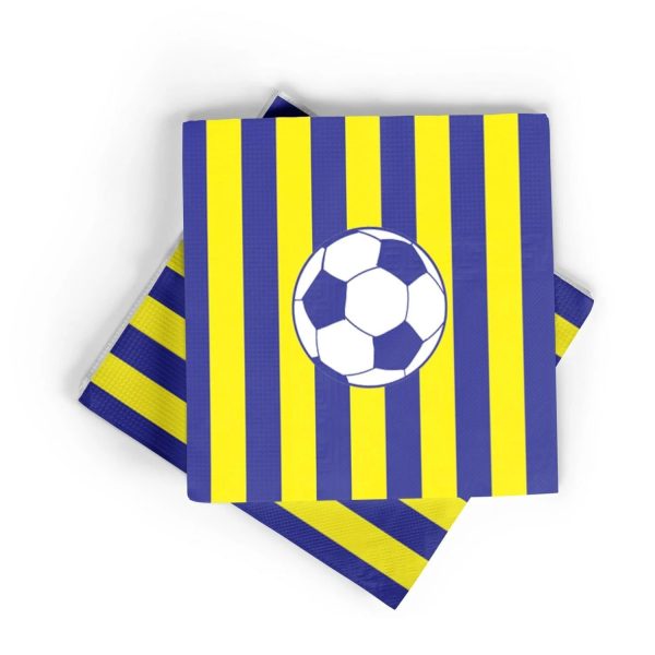Sarı Lacivert Futbol Baskılı Peçete 20'li