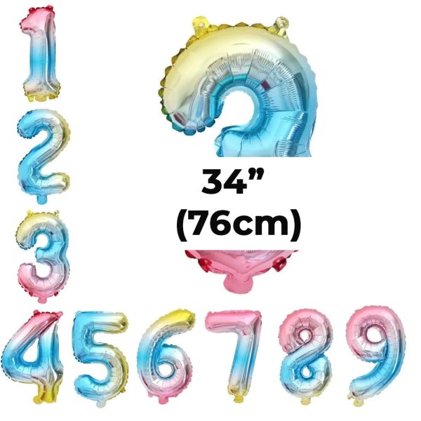 76 cm Renkli Rakam Folyo Balon