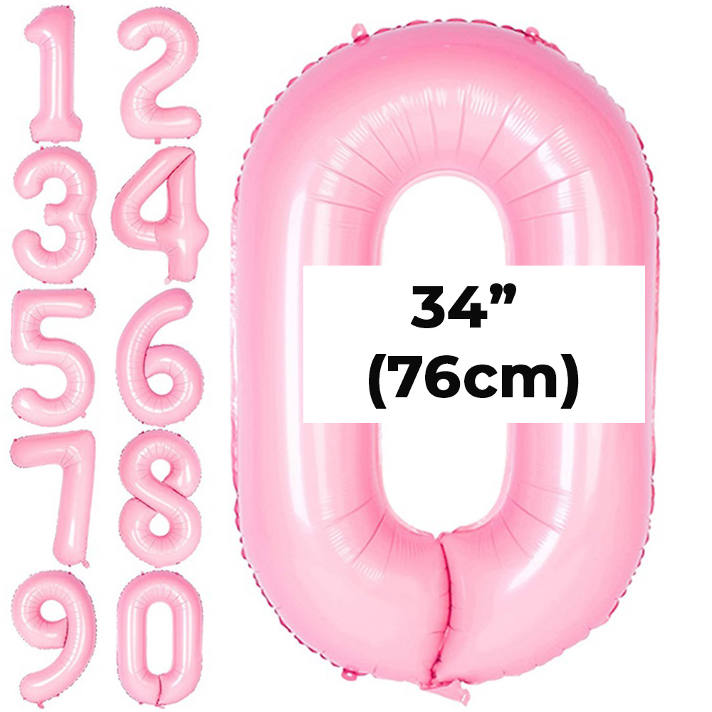 34-inc-pembe-rakam-balon 76 cm Renkli Rakam Folyo Balon