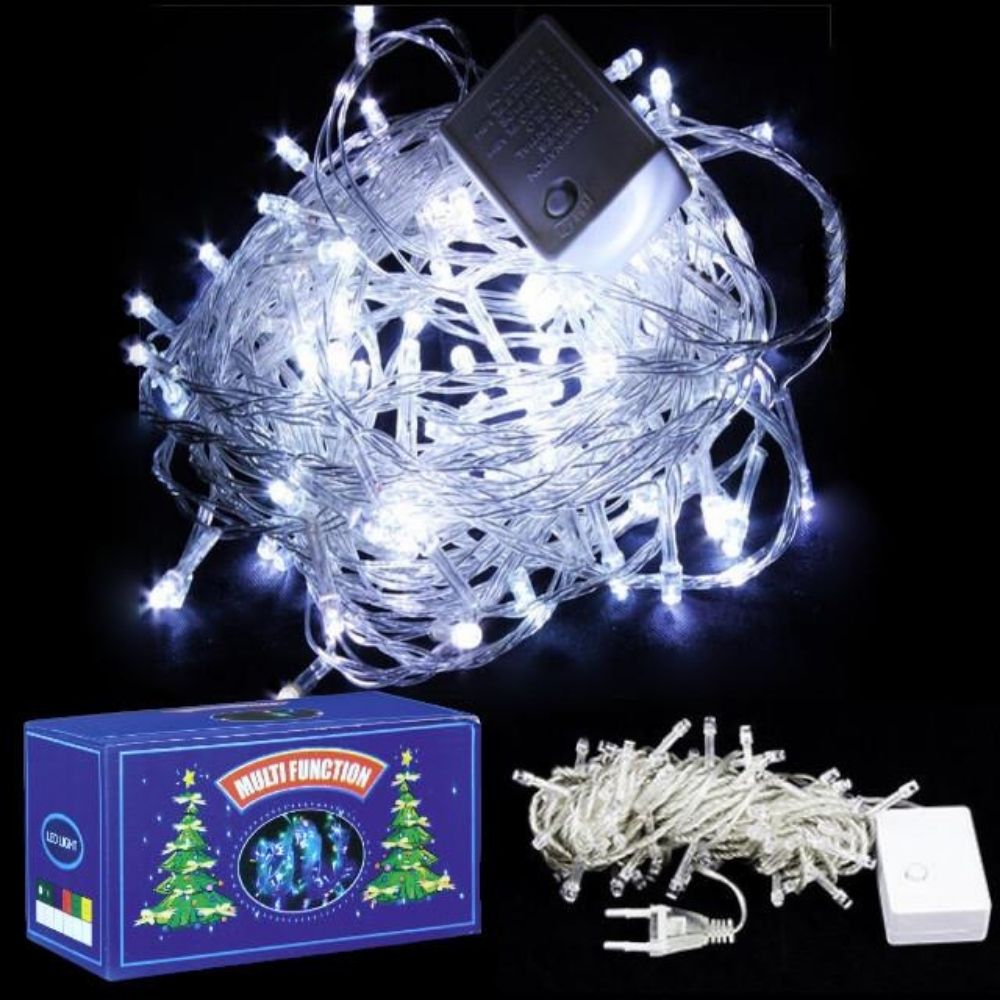 MIO00315B Led Işık Beyaz Silikon 10mt 220V Fişli Fonksiyonlu 100 Led - Görsel 1