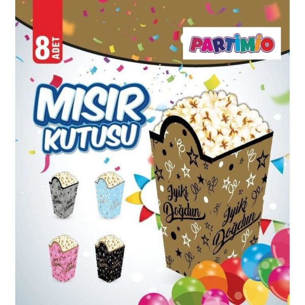 Popcorn Kutusu 8'li - İyiki Doğdun Baskılı Altın