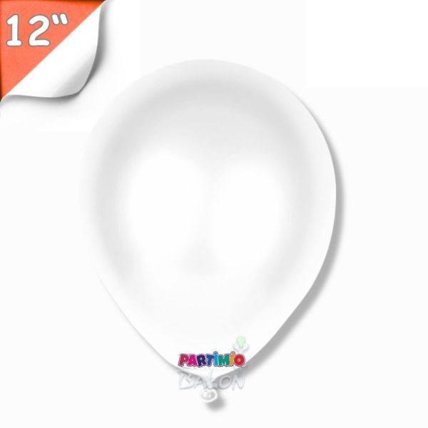 Metalik Balon 10’lu - 12 İnç - Beyaz