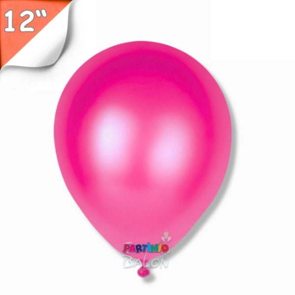 Metalik Balon 10’lu - 12 İnç - Rubi (Fuşya)