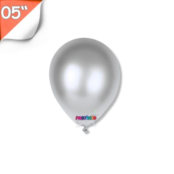 Metalik Balon 10'lu - 5 İnç - Gümüş