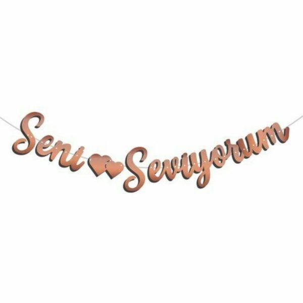 Kaligrafi Banner Seni Seviyorum Rose