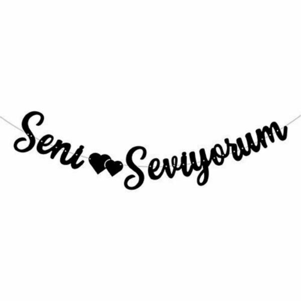Kaligrafi Banner Seni Seviyorum Siyah