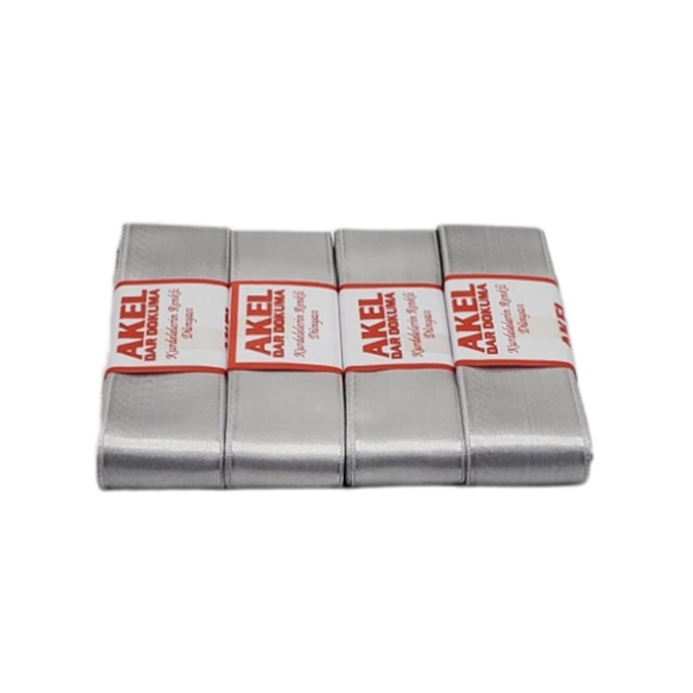 MIOKS4CM-G Gümüş Saten Kurdele 4 cm - Görsel 1
