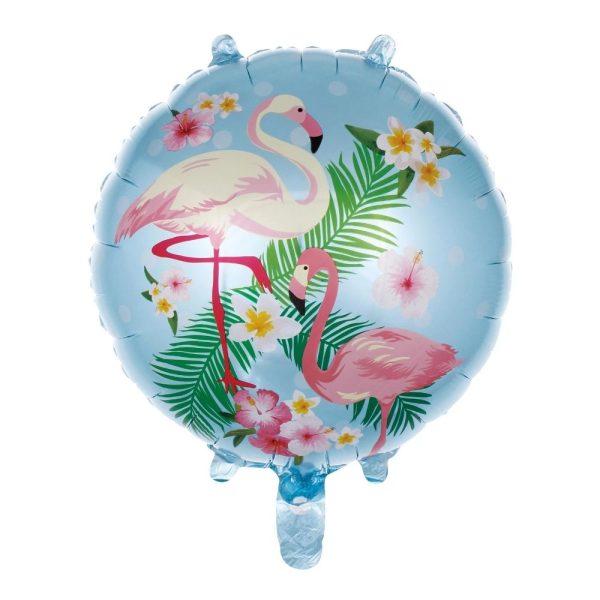 Mavi Flamingo Yuvarlak Folyo Balon 18 İnç