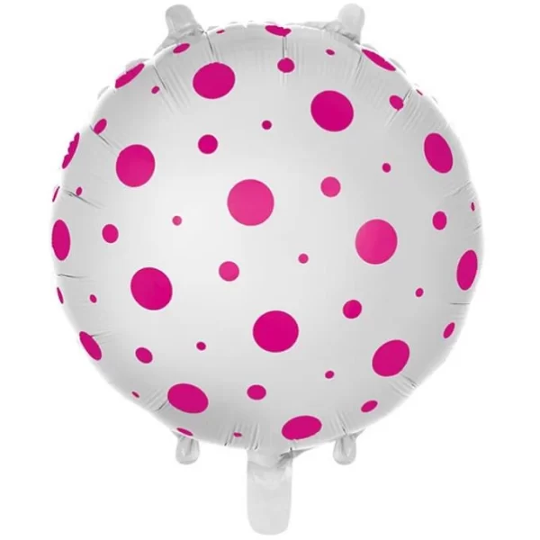 Yuvarlak Puanlı Pembe Folyo Balon 18 İnç