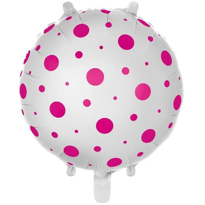 MIOS640 Yuvarlak Puanlı Pembe Folyo Balon 18 İnç - Görsel 1