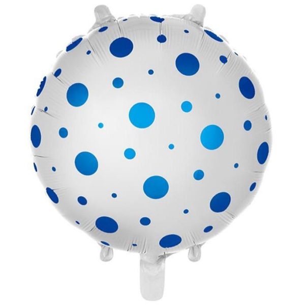 Yuvarlak Puanlı Mavi Folyo Balon 18 İnç