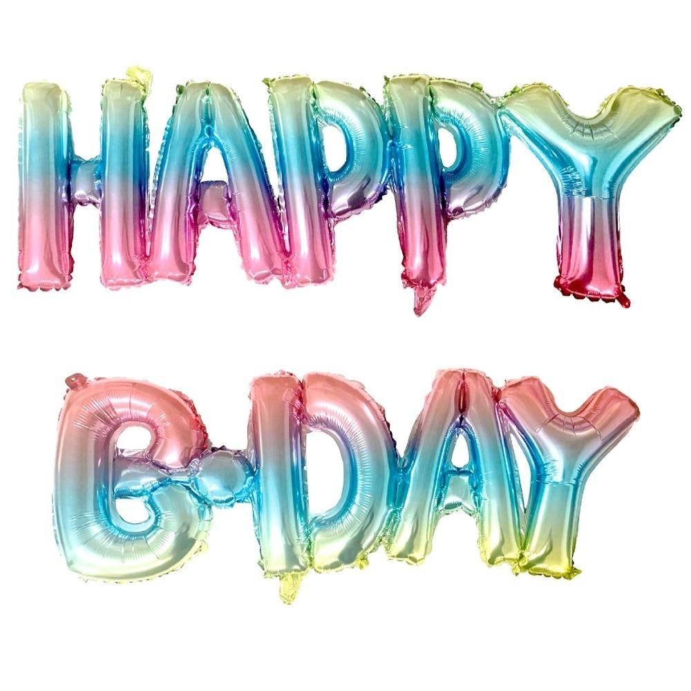 MIOS981 Happy B.day Gökkuşağı Set Balon 16 İnç 36 cm - Görsel 1
