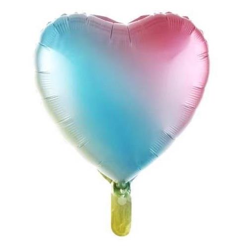 Kalp Folyo Balon 18 İnç - Gökkuşağı Renk