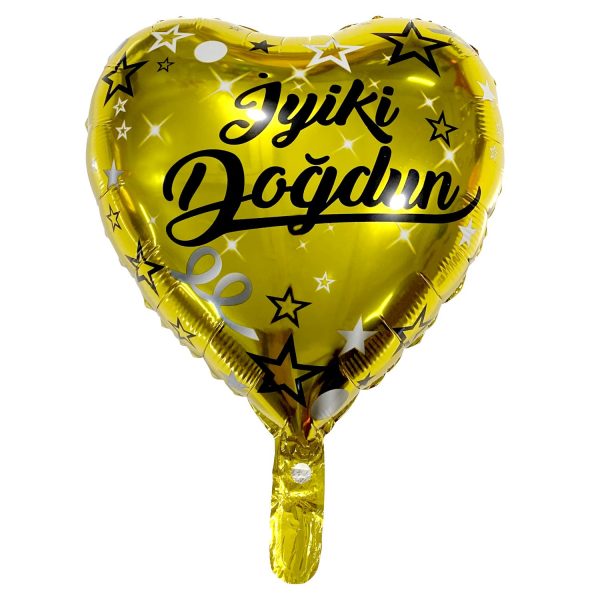 Kalp Folyo Balon 18 İnç - İyi ki Doğdun - Gold