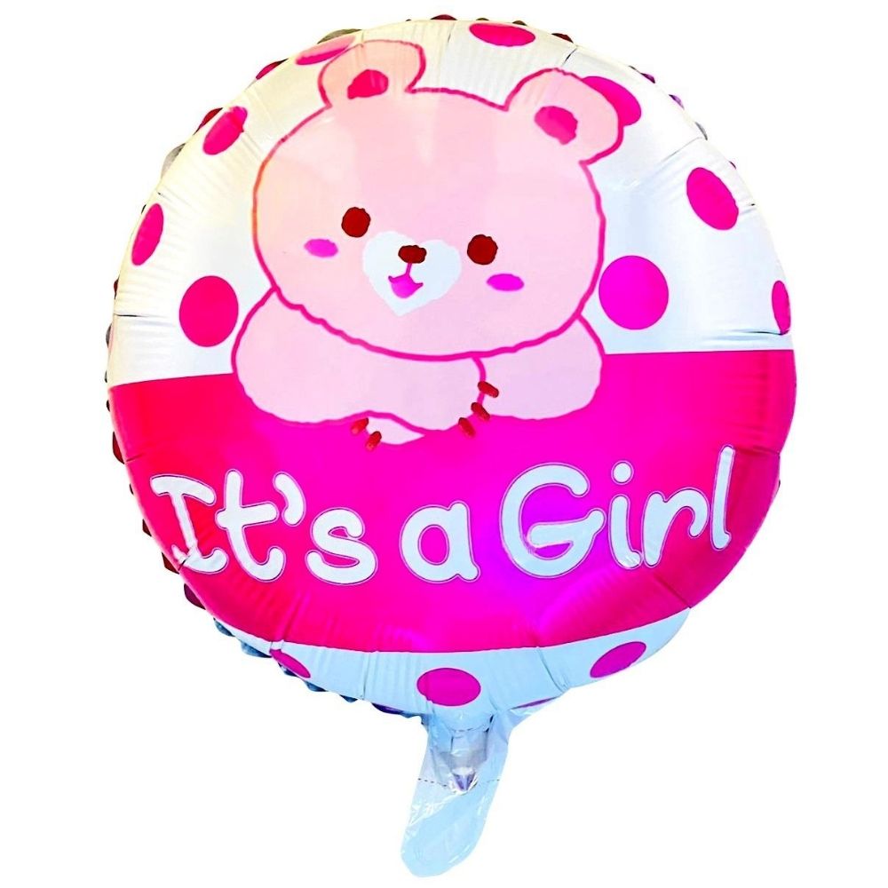MIOST00502 Yuvarlak Ayıcık Pembe Folyo Balon 18 İnç - Görsel 1