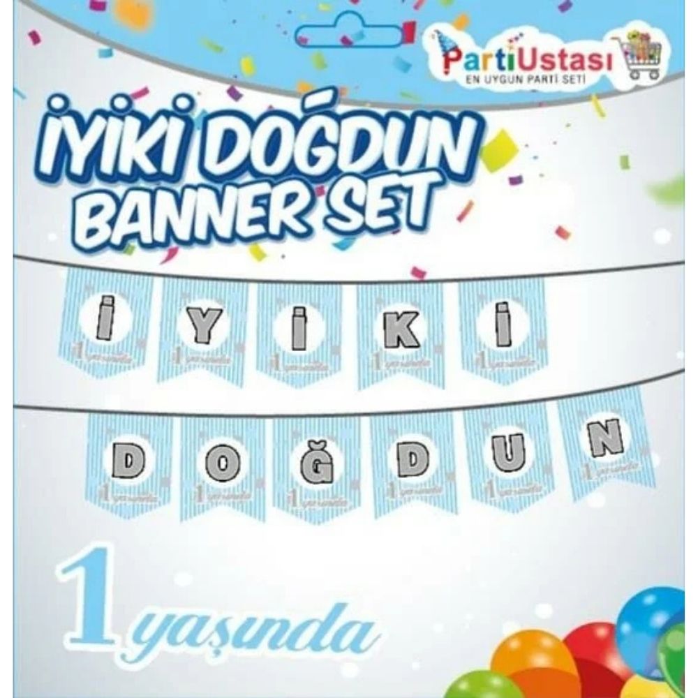 MIO01009088 İyiki Doğdun Banner 1 Yaş Mavi - Görsel 1