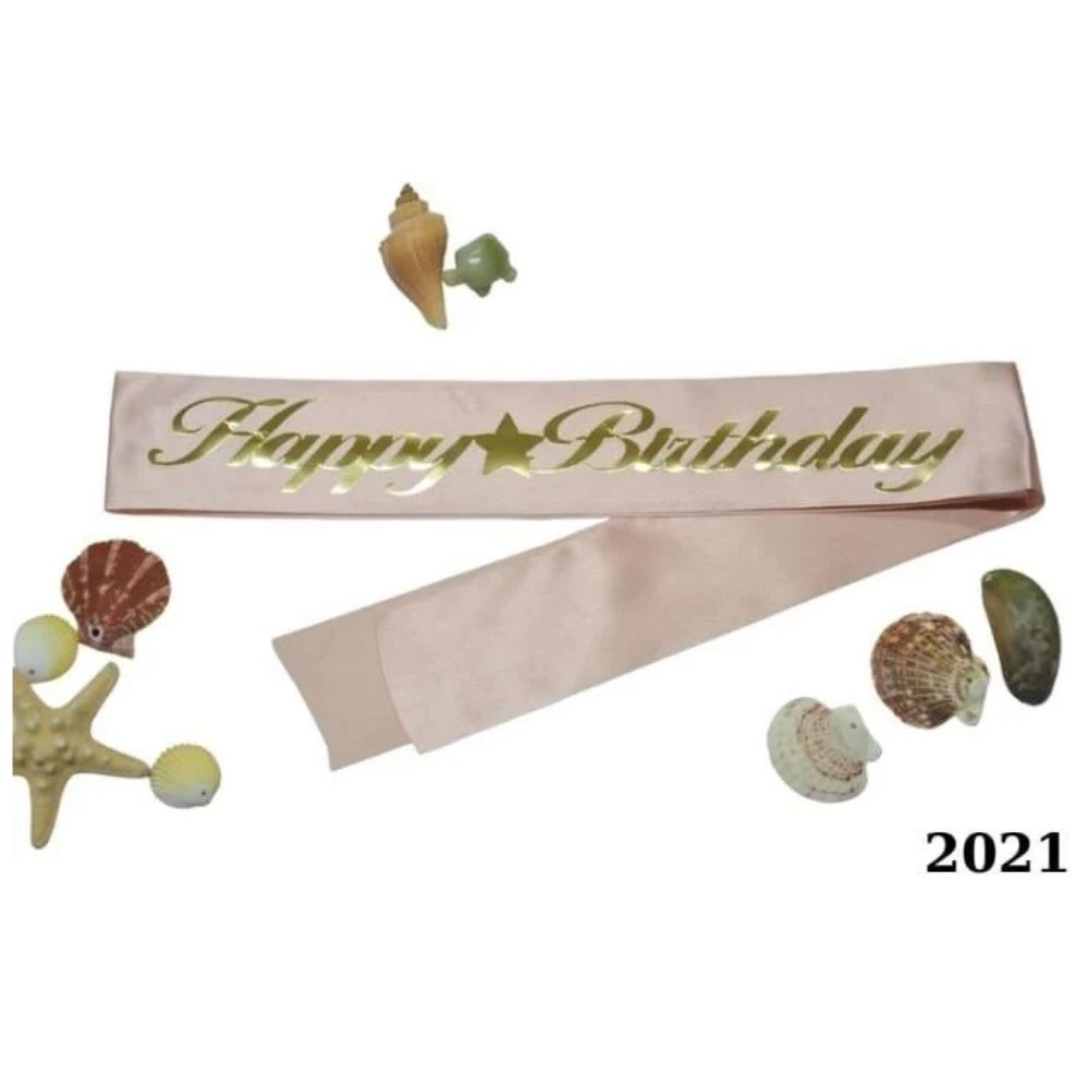 MIO01009297 Kuşak Happy Birthday Pembe'ye Altın - Görsel 1