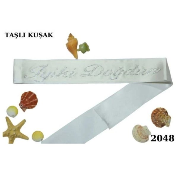 Taşlı Kuşak İyiki Doğdun Beyaz'a Gümüş