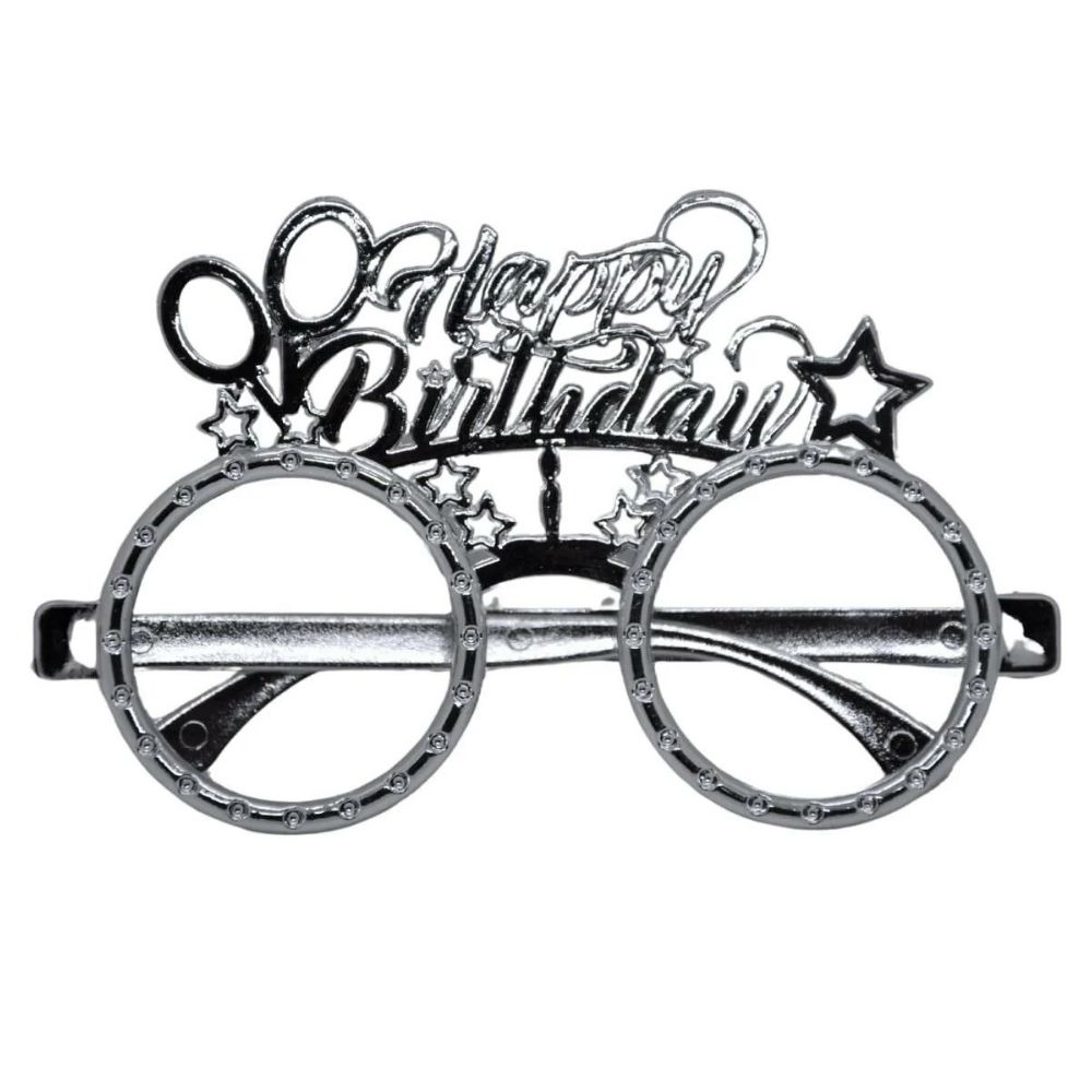MIO02013254 Plastik Gözlük Happy Birthday Gümüş - Görsel 1