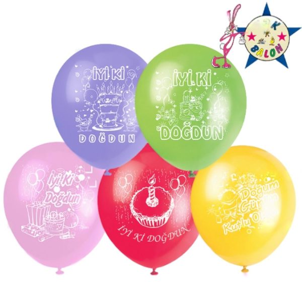 İyiki Doğdun Baskılı Karışık Balon 10'lu (12 İnç)