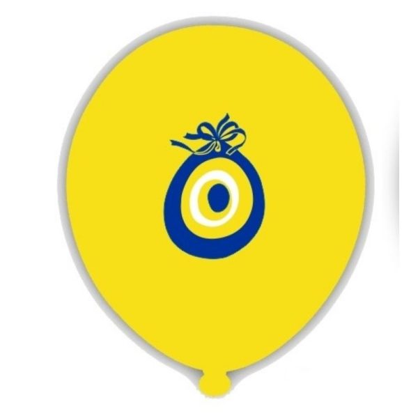 Nazar Boncuğu Baskılı Sarı Balon 10'lu (12 İnç)