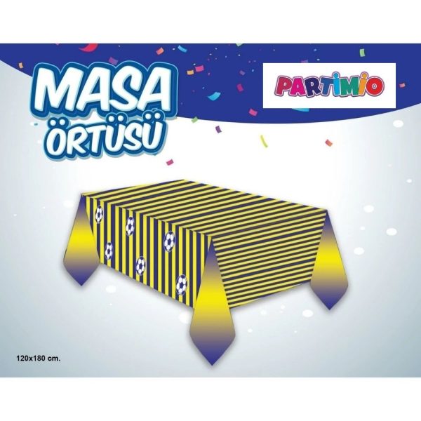 Sarı Lacivert Masa Örtüsü Futbol Tema Baskılı 120x180cm