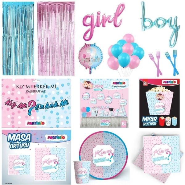 Cinsiyet Partisi Mavi Pembe Set