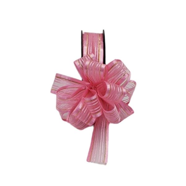 Pembe Kenarı Altın Simli Çekme Kurdele 2.5 cm