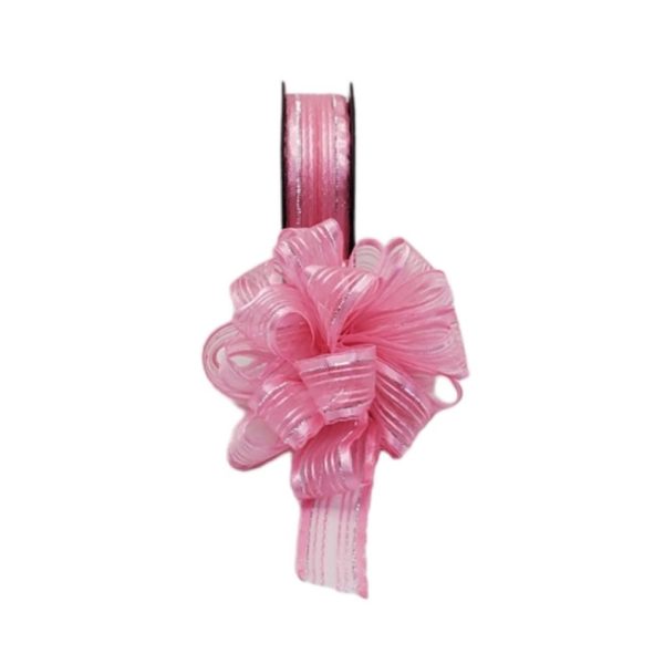 Pembe Kenarı Gümüş Simli Çekme Kurdele 2.5 cm