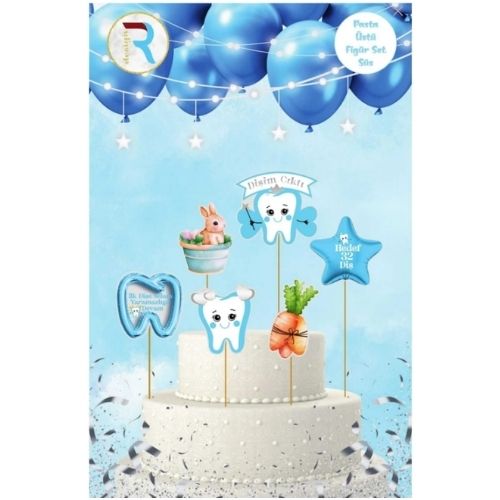 MIO009755DM Pasta Üstü Kürdanlı Figür Set 6'lı - Diş Buğdayı Erkek Temalı - Görsel 1
