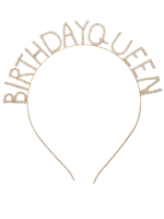 Taşlı Taç Birthday Queen Gold