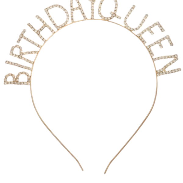 Taşlı Taç Birthday Queen Gold