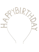 Taşlı Taç Happy Birthday Gümüş