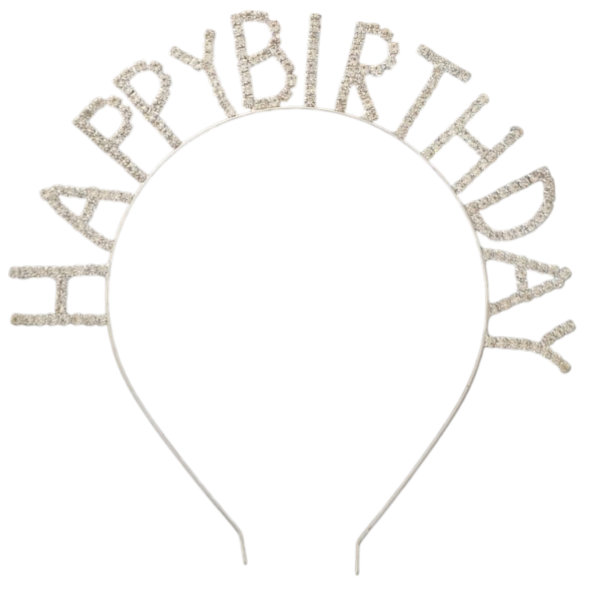 Taşlı Taç Happy Birthday Gümüş